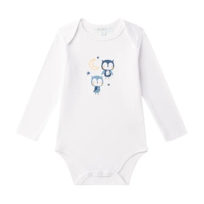 Lot de 3 bodies « Hibou » – Bleu & Blanc