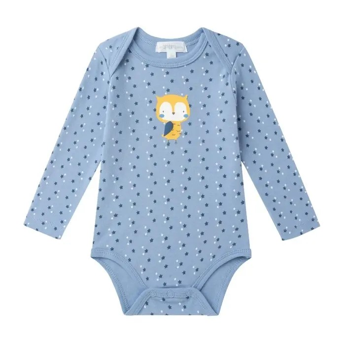 Lot de 3 bodies « Hibou » – Bleu & Blanc