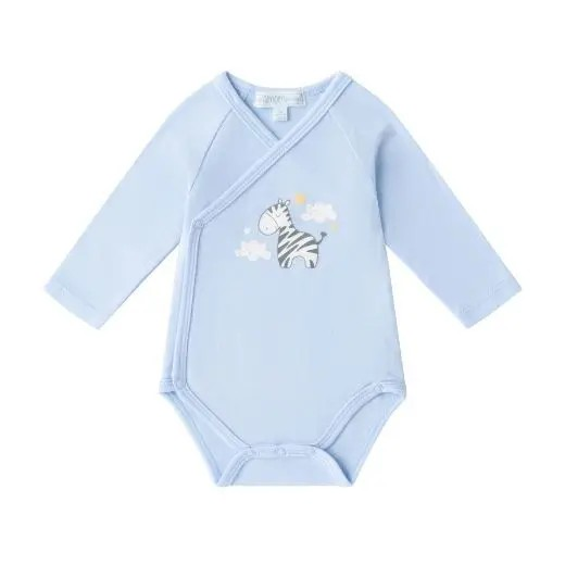 Lot de 3 bodies croisés « Zèbre » – Bleu & Blanc