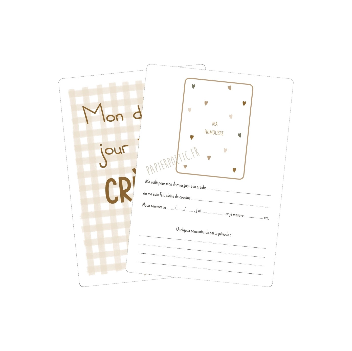 Cartes Souvenirs de Crèche "Vichy"